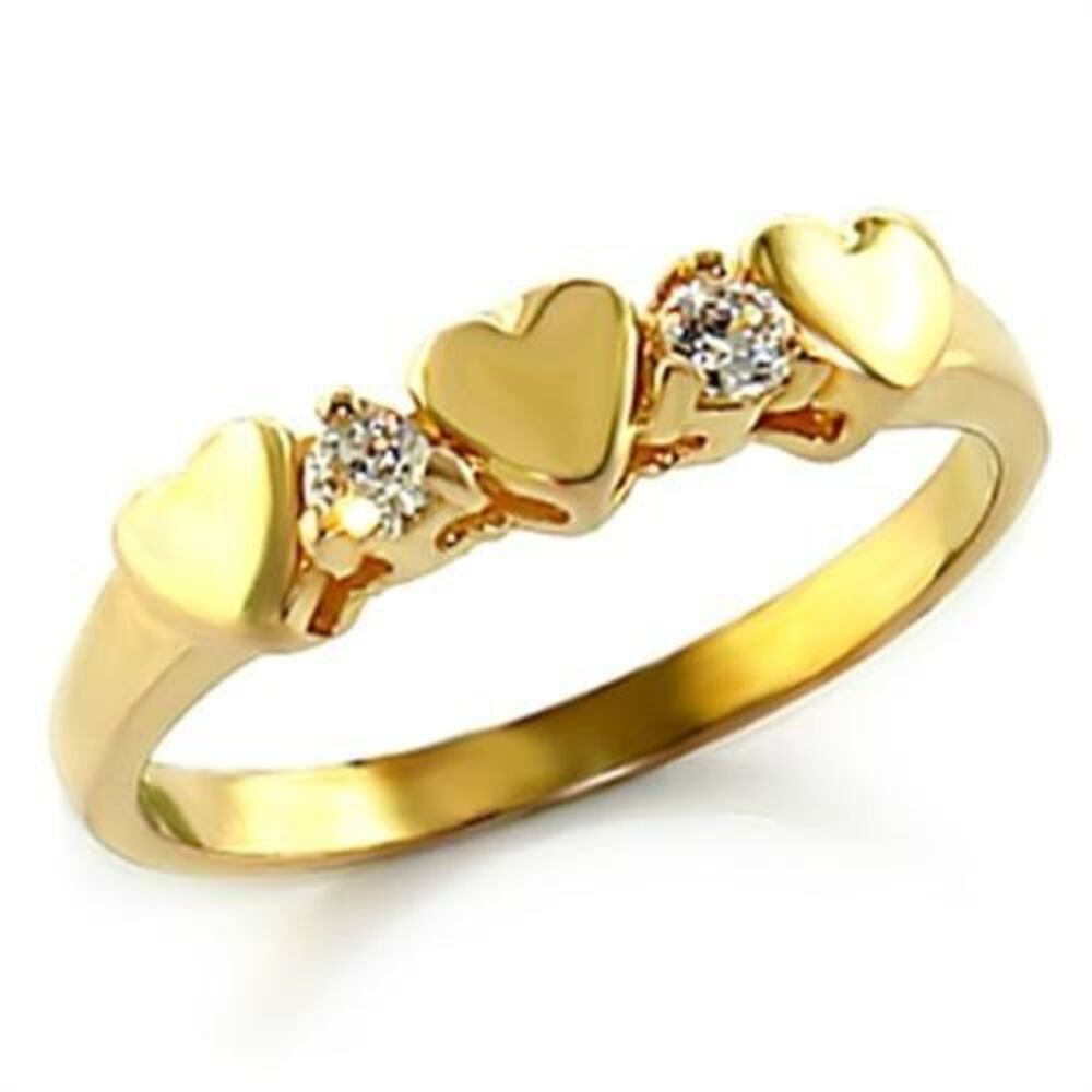 Gold Plated Cubic Zirconia Heart Ring Size 8 Band Dainty Love Stackable Promise